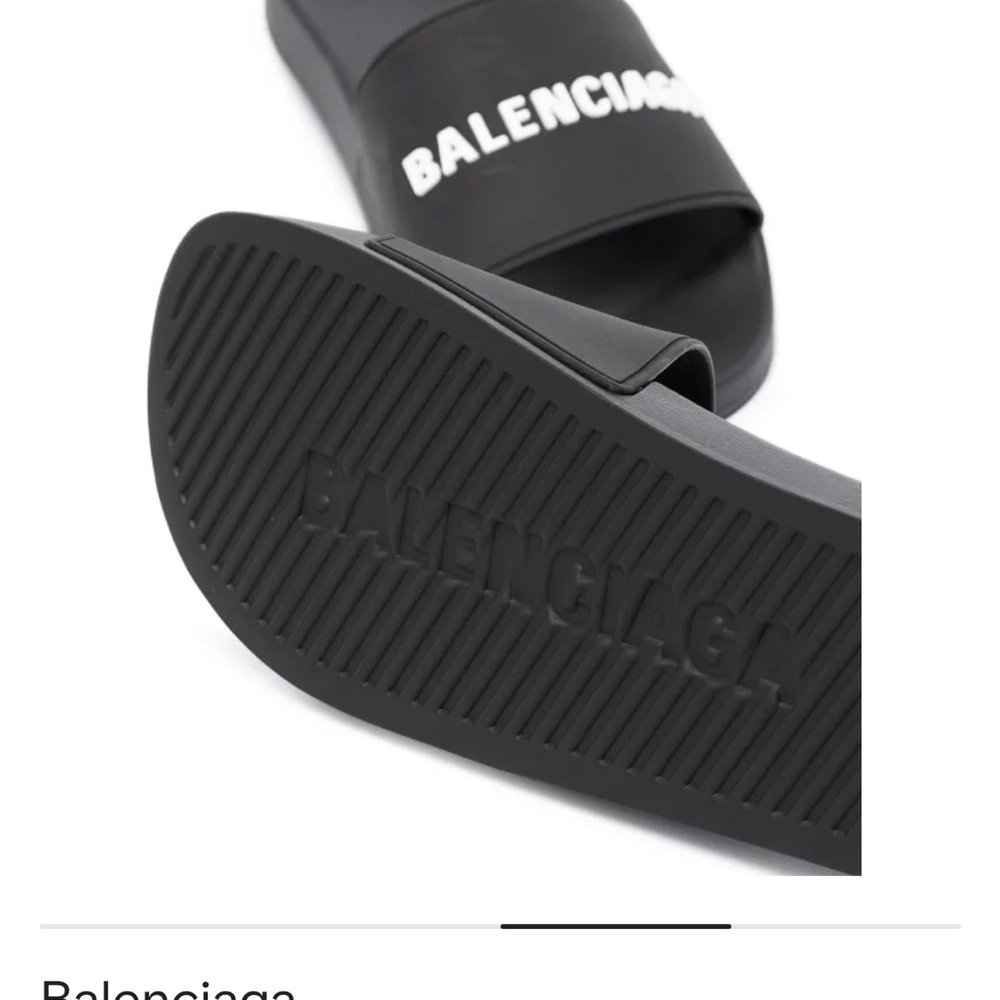 Balenciaga Men's  size 9 Black Logo Slides/ women’s size 8 - Picture 2 of 4